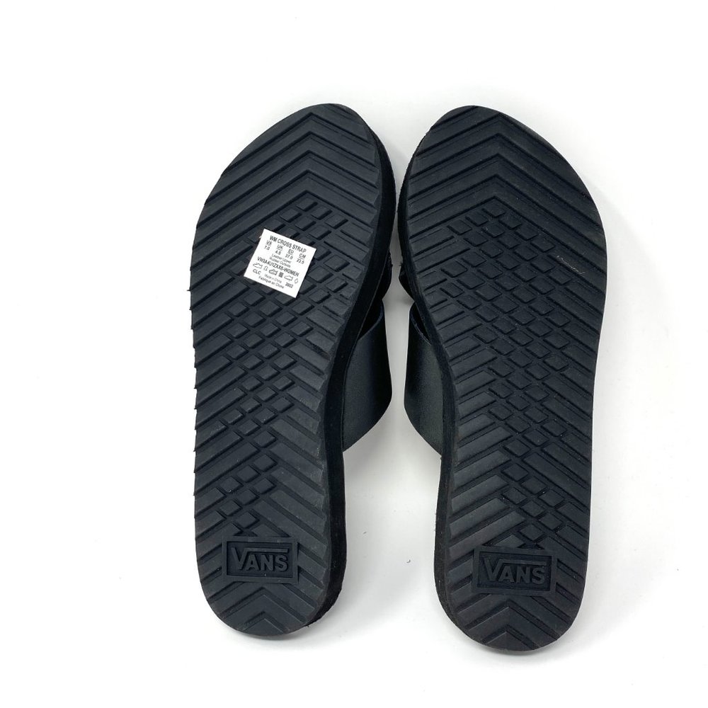 VANS Cross Strap Black Leather Women’s Sandals Size 5 VN0A4U1ZXX8 - Picture 7 of 7